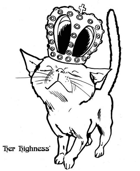 royal kitty cat   crown coloring page kids play color