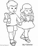 Coloring Pages Boy Girl Popular Valentine sketch template