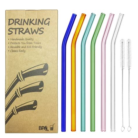 korsreel reusable bent glass drinking straws
