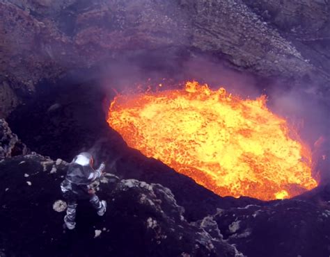 spectacular drone footage  active volcano octopian