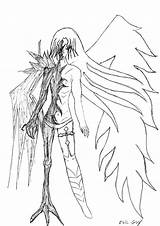 Demon Angel Half Drawings Anime Drawing Vs Deviantart Getdrawings Evil Deviant Guy sketch template