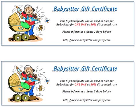 images   printable babysitting certificate printable