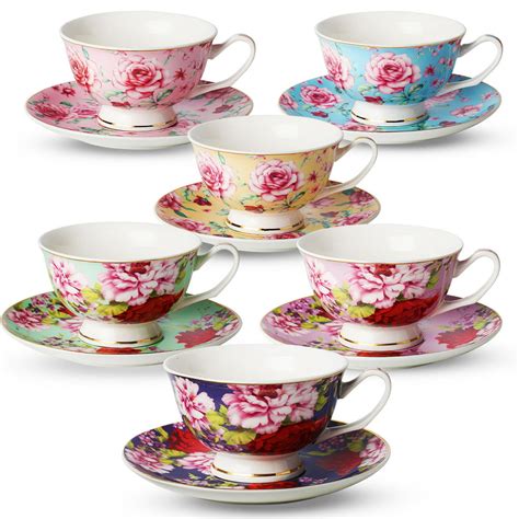 tea cup  saucer set    pieces floral tea cups  ozbone china porcelain walmart