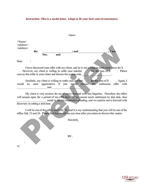 sample settlement letter  employee  legal forms