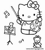 Kitty Hello Coloring Music Pages Playing Animated Printable Coloringpages1001 sketch template