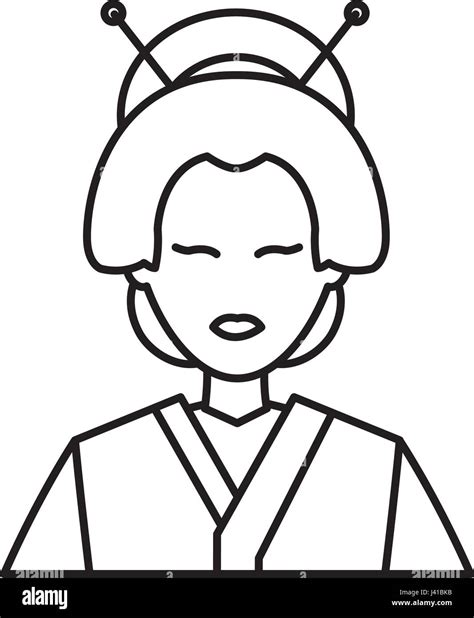 Simple Outline Geisha Drawing