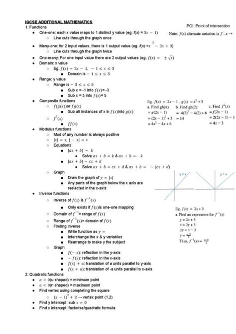 additional mathematics  cambridge igcse exam notes studylast