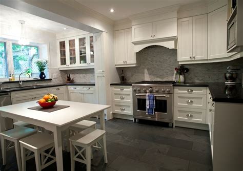 kitchen white cabinets tile floor hawk haven
