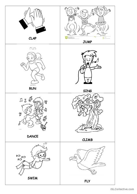 coloring action cards  children  english esl worksheets