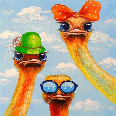 ostriches friends framed art print  olhadarchuk art pop art animals