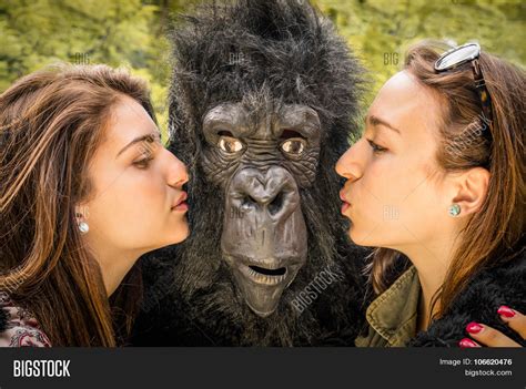 Two Girls Kissing Astonished Image And Photo Bigstock