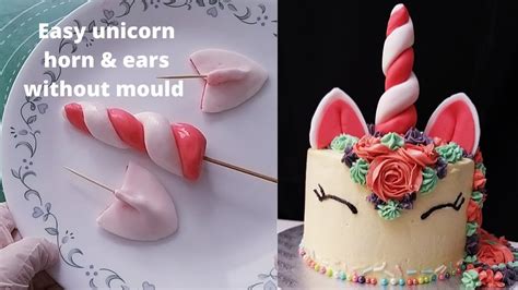 unicorn cake fondant horn  ears cake topper youtube