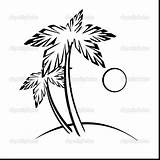 Palm Tree Beach Drawing Coconut Outline Coloring Leaves Getdrawings Simple Astounding sketch template