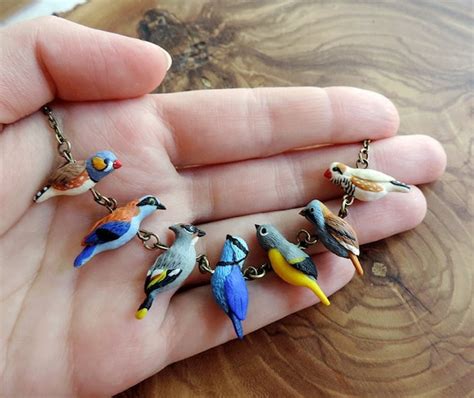 birds necklace cute beads polymer clay jewelry etsy canada