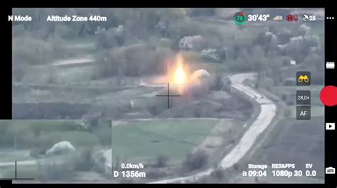 ukraine kamikaze drone blows  russian tank