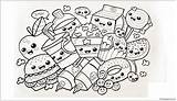 Pages Cute Food Coloring Color Print Adults Kids sketch template