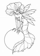 Coloring Pages Fantasy Fairy Library Clipart Adults sketch template