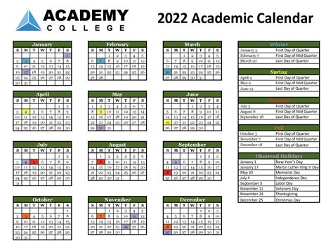 calendar academy college