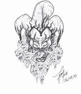 Evil Jester Skull Juggalo Clowns Tatouage Jocker sketch template