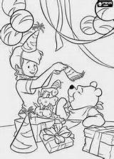 Pooh Winnie Coloring Pages Christopher Robin Printable Birthday Happy Book Party sketch template