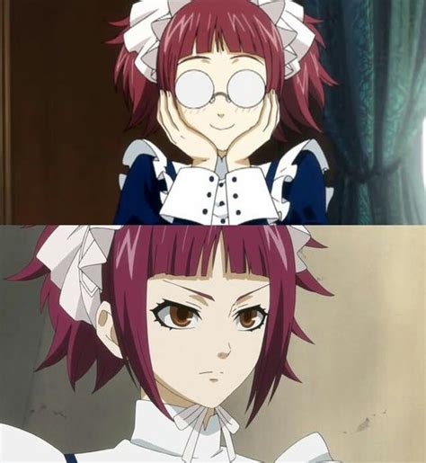 Black Butler Mey Rin With And Without Her Glasses Her