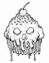 Coloring Pages Scary Evil Cupcake Horror Halloween Drawings Monster Drawing Adult Adults Creepy Spooky Tattoos Printable Skull Book Pokemon Color sketch template