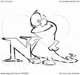 Newt Happy Clipart Leaning Letter Coloring Toonaday Cartoon Outlined Vector sketch template