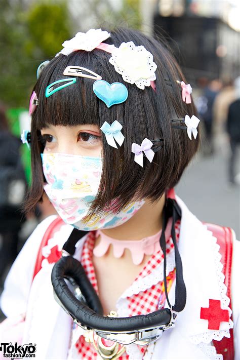 harajuku nurses w decora hair pins gas mask and randoseru