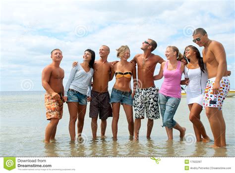 Friends Having Fun At The Beach Stock Image Image Of