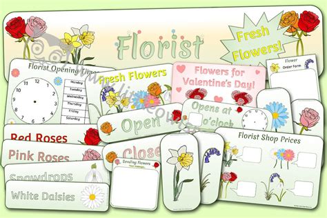 dramatic play flower shop  printables printable word searches
