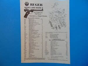 ruger mark  automatic pistols parts assembly diagram  catalog print ad ebay
