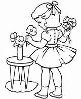 Arrange Coloring Flower Kindergarten Vase sketch template