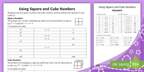 👉 using square and cube numbers worksheet ages 9 11