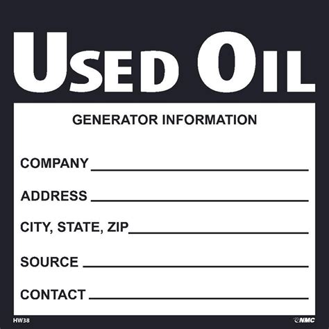 nmc hw  oil label  roll