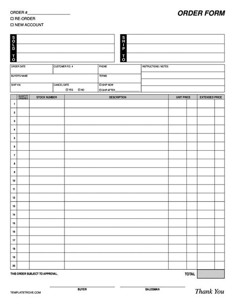 generic work order form printable purchase order template  word