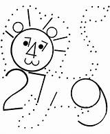 Dots Numbers Number Dot Connect Coloring Pages Activity Lion Drawing Printable Counting Connecting Clipart Activities Learning Printables Sheets Color Fun sketch template