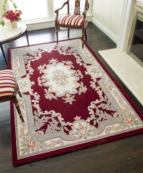 rugs america  aubusson collection burgundy   traditional