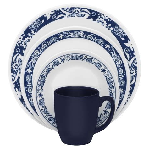 corelle livingware  piece dinnerware set true blue