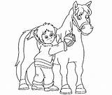 Cavallo Bambina Disegno Cavalli Stilizzato Poney Stampare Prende Cheval Selvaggi Cura Crescere Maître école Comunicati sketch template