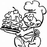 Coloring Smurf Clipart Yummy Chef Book Delicious Pages Cake Making Stomach Cliparts Library Template sketch template