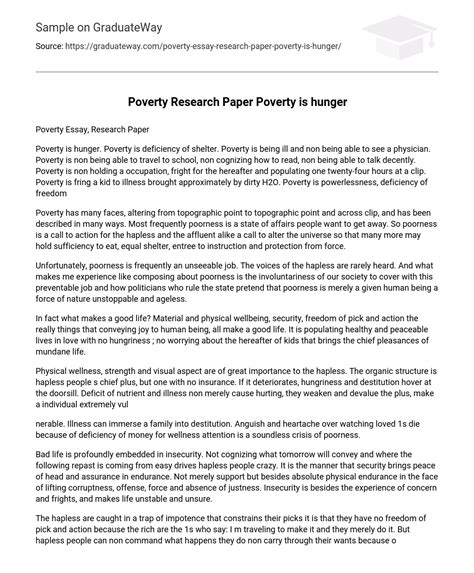 poverty research paper poverty  hunger essay  graduateway
