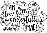 Wonderfully Fearfully Psalm Scripture Psalms sketch template
