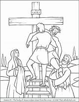 Jesus Coloring Cross Pages Stations Crucifixion 13 Down Taken Died Body Kids Lent Drawing Printable Catholic Bible Colouring Color Thecatholickid sketch template