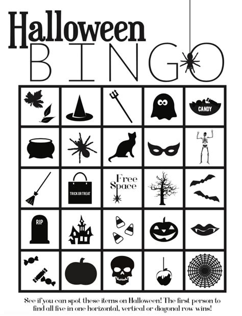 printable halloween bingo
