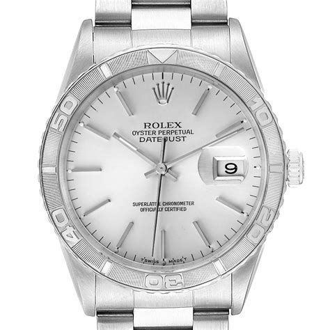 rolex turnograph datejust steel white gold silver dial mens