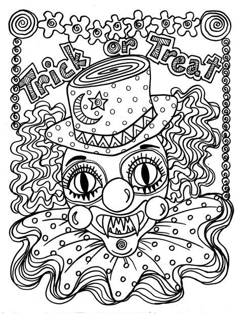 instant  scary clown halloween spooky coloring page