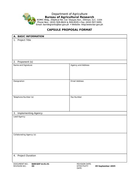 capsule proposal format rev  department  agriculture bureau