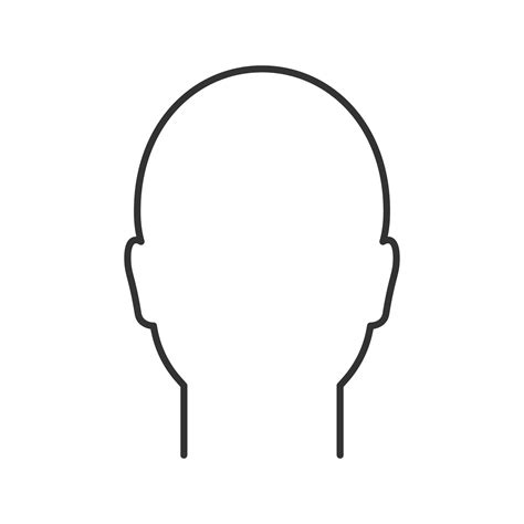 human head linear icon mans face frontal view thin  illustration