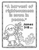 Bible Fall Harvest Printables Verse Coloring Sunday School Kids Thanksgiving Leaves Pages Christian Preschool Leaf Peace Christianpreschoolprintables Activities James Church sketch template