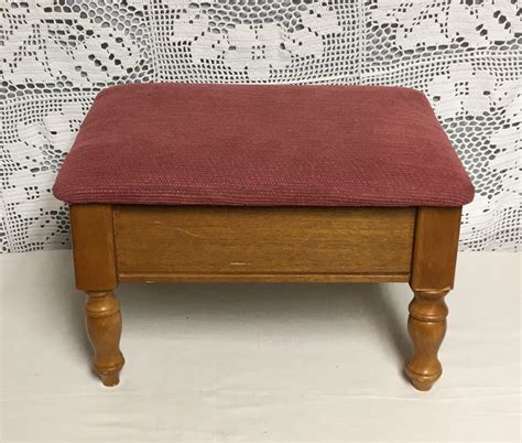 footstool  storage wooden stool  padded fabric top ottoman